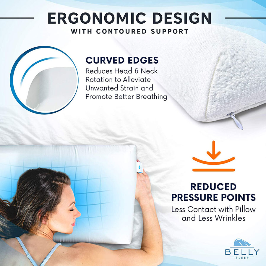 best pillow for stomach sleepers heads’ support with curved edges